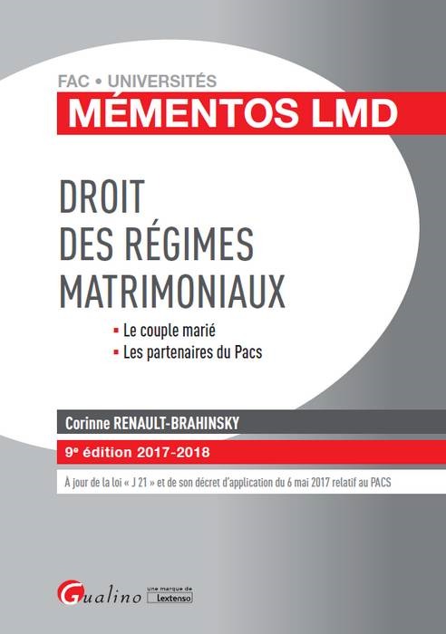 DROIT DES REGIMES MATRIMONIAUX 9EME EDITION