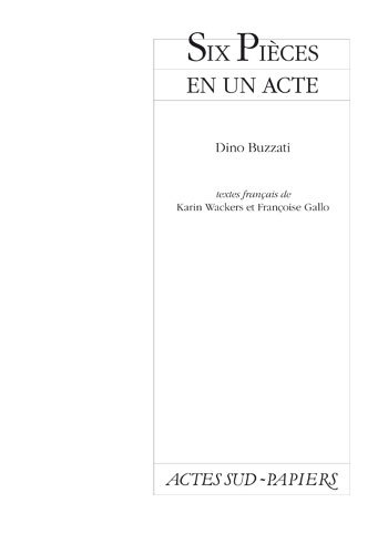 Six Pieces En Un Acte