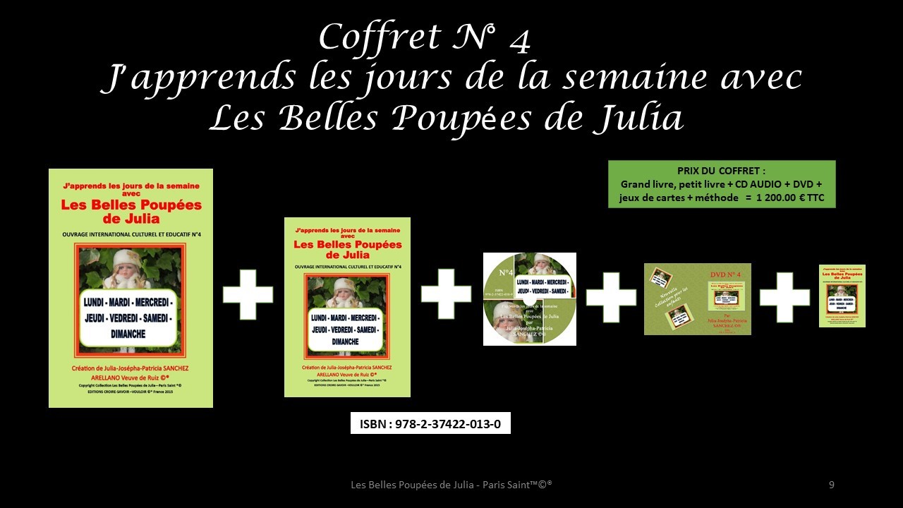 COFFRET N°4 J'APPRENDS LES JOURS DE LA SEMAINE AVEC LES BELLES POUPEES DE JULIA
