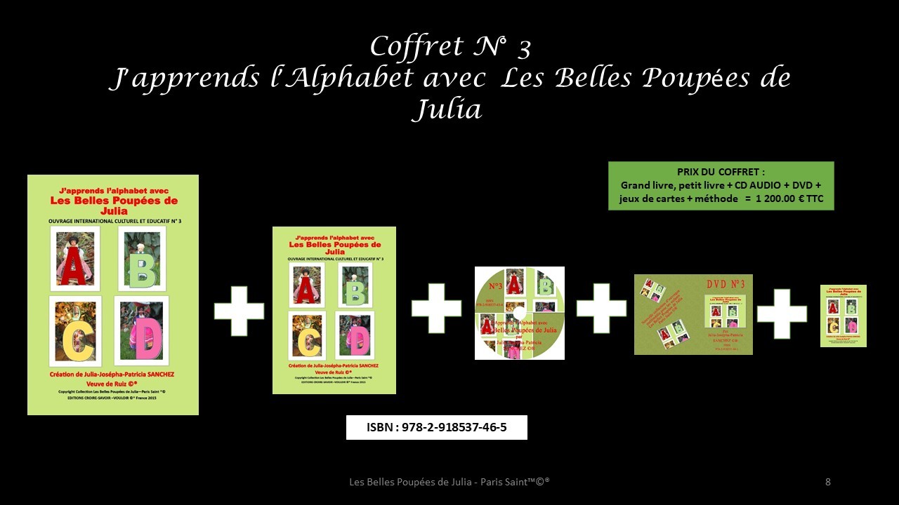 COFFRET N°3 J'APPRENDS L'ALPHABET AVEC LES BELLES POUPEES DE JULIA
