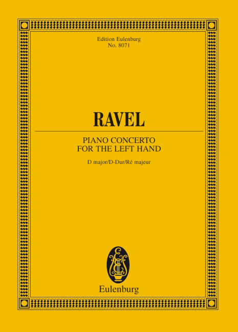 MAURICE RAVEL : PINO CONCERTO FOR THE LEFT HAND RE MAJEUR - PARTITION D'ETUDE
