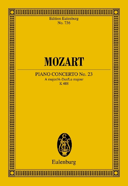 WOLFGANG AMADEUS MOZART : PIANO CONCERTO NO 23  A-DUR LA MAJEUR KV 488 - PARTITION D'ETUDE