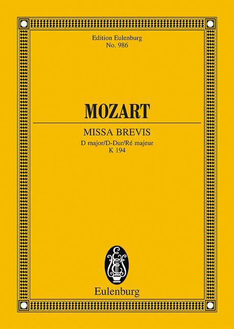 MISSA BREVIS RE K 194 (SCHROEDER) POCHE