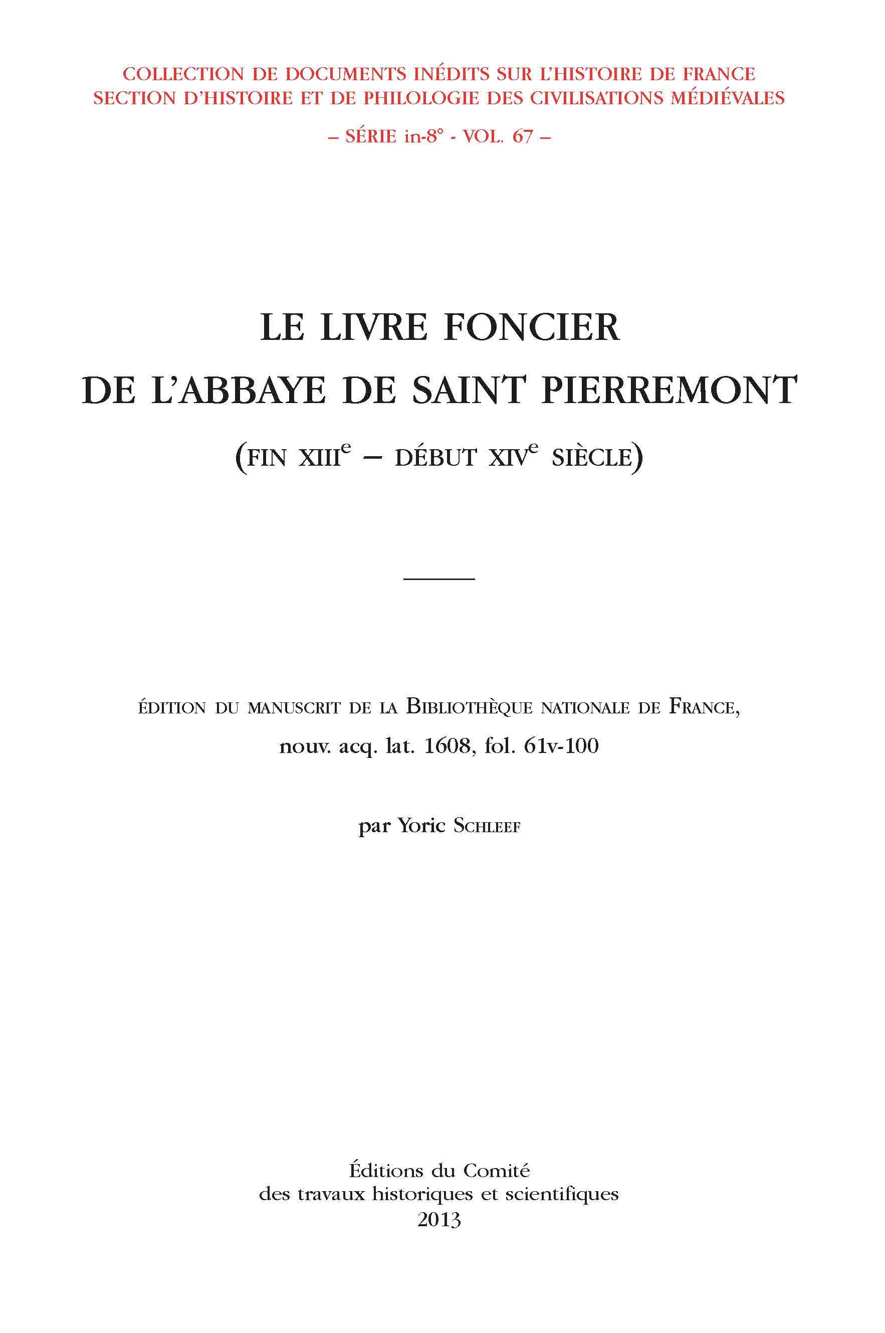Livre foncier de l'abbaye de saint pierremont