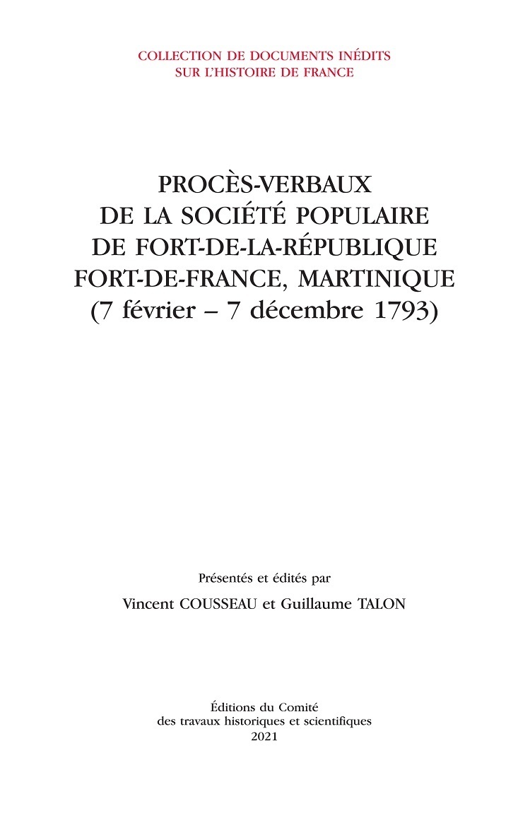 Procès-verbaux de la société populaire de Fort-de-la-République (Fort-de-France, Martinique)