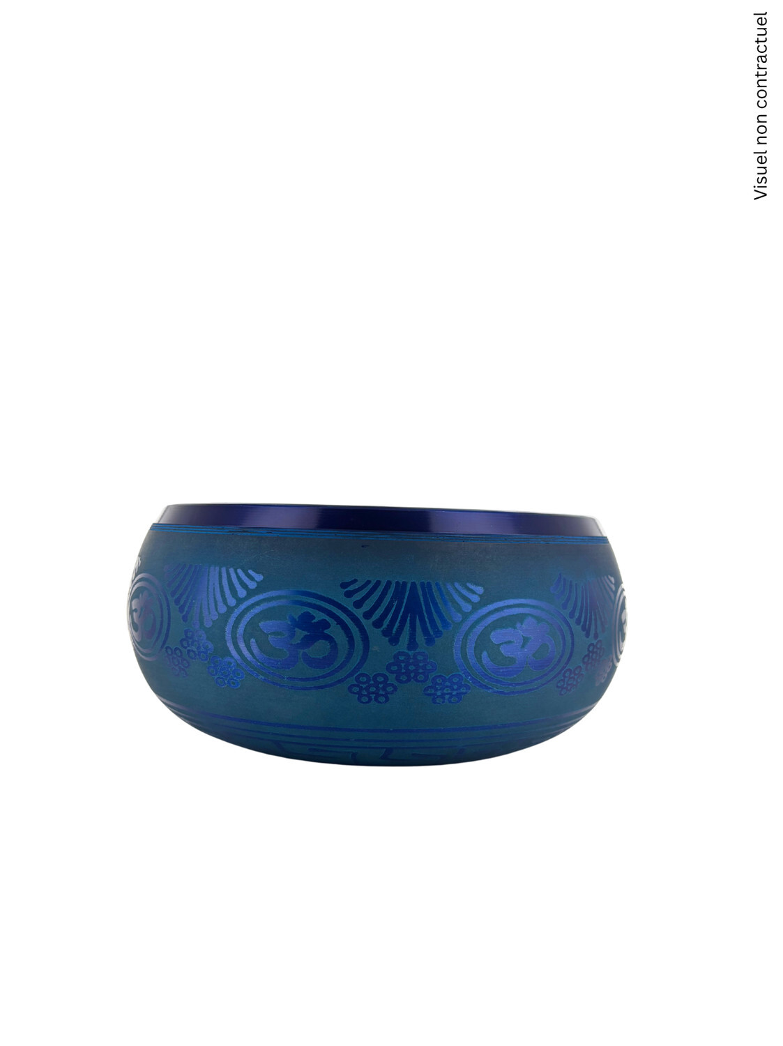 Bol Chantant Tibétain Aluminium Bleu Om env 20 cm
