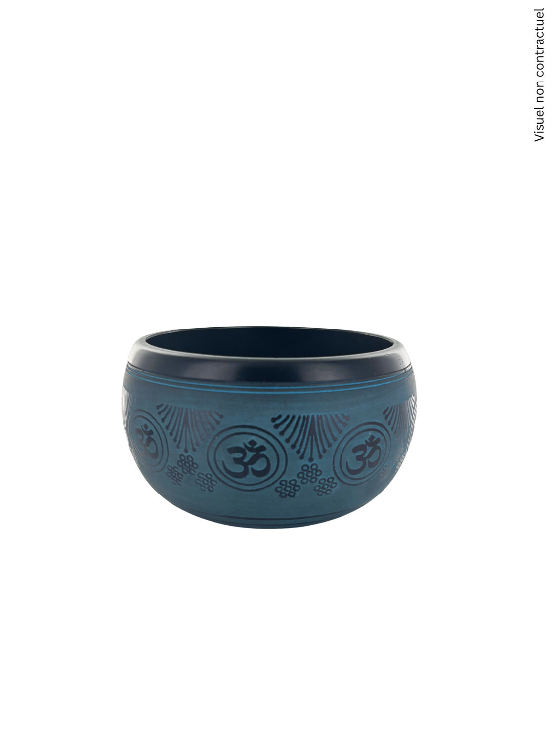 Bol Chantant Tibétain Aluminium Noir Om env 14 cm