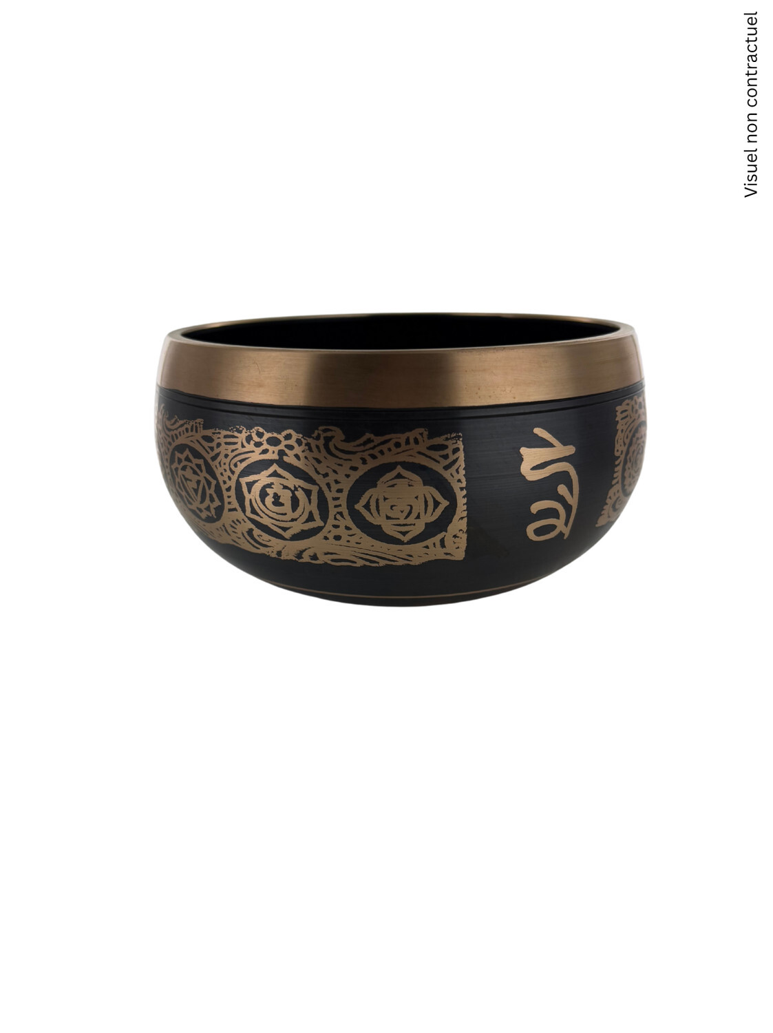 Bol Chantant Tibétain Noir 7 Chakras env 14 cm