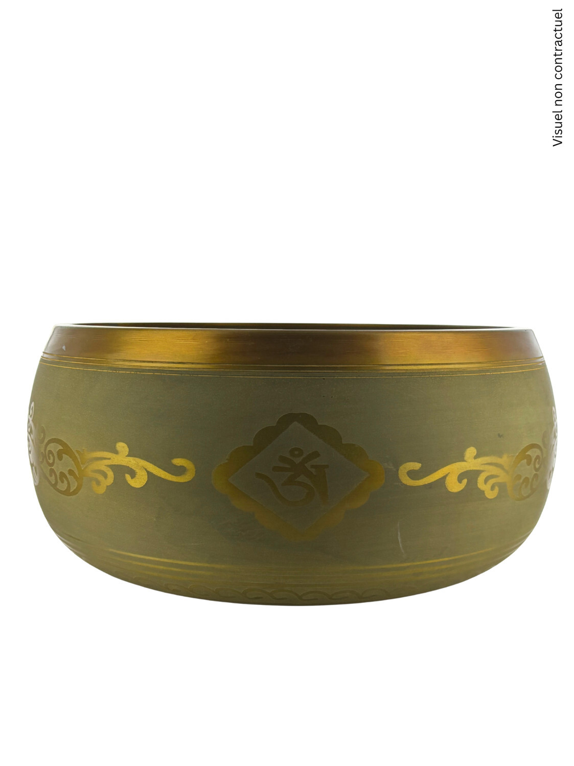 Bol Chantant Tibétain Aluminium Vert Om env 30 cm