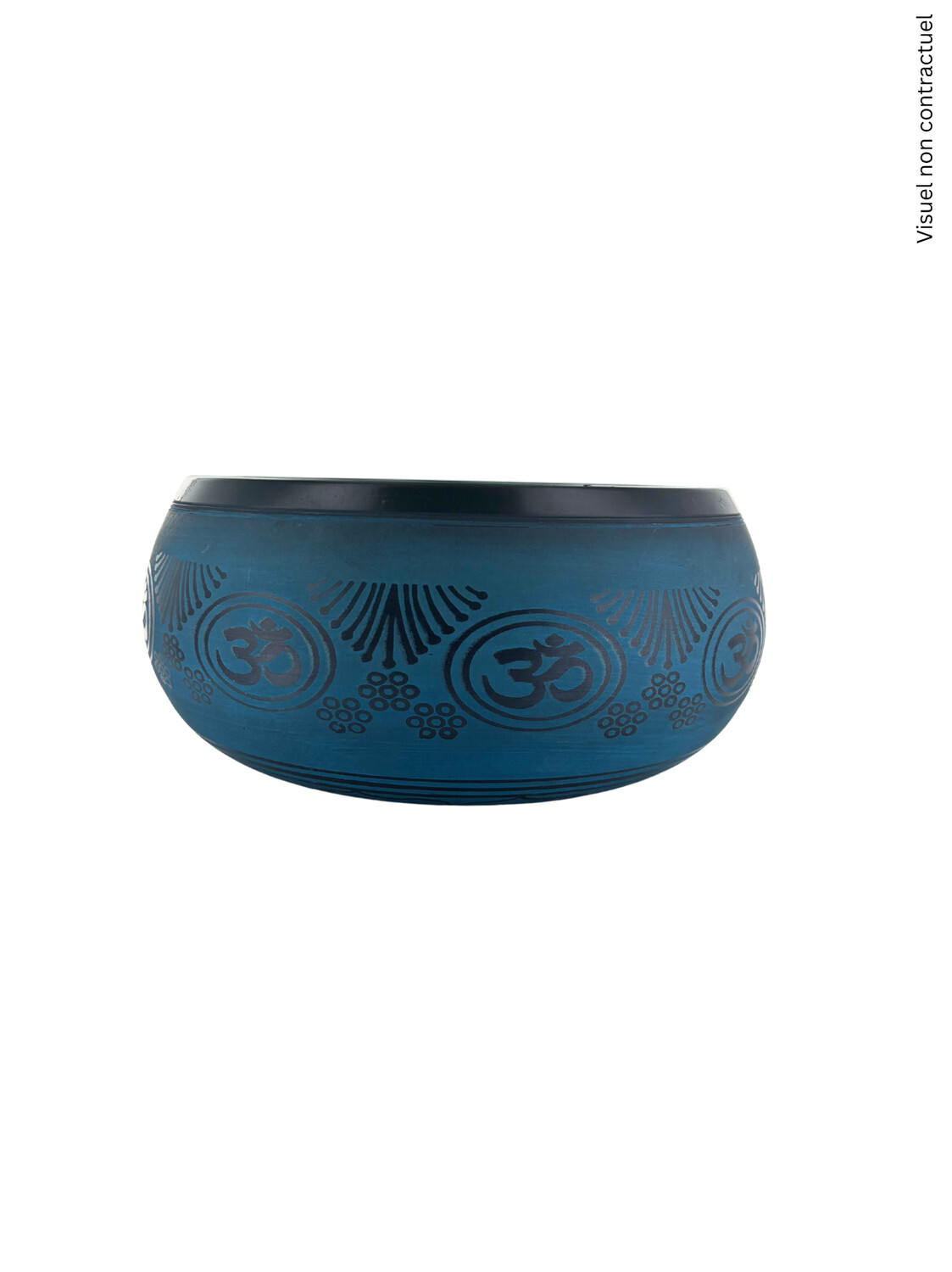 Bol Chantant Tibétain Aluminium Noir Om env 20 cm