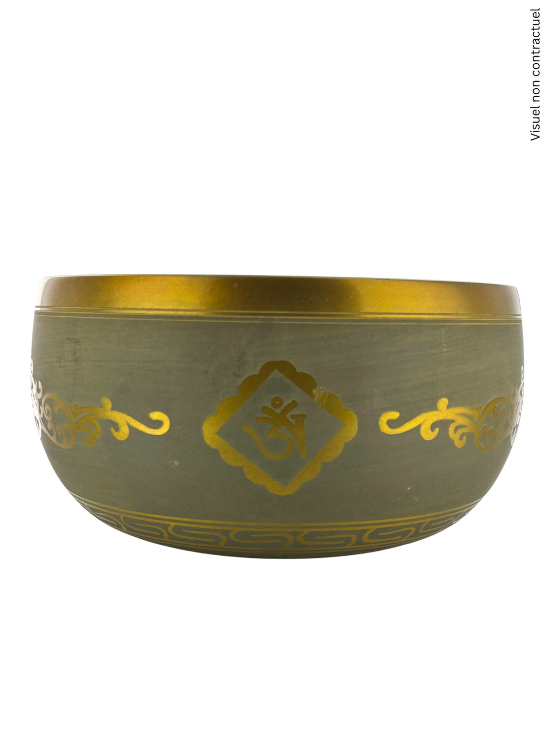 Bol Chantant Tibétain Aluminium Vert Bouddha env 25 cm