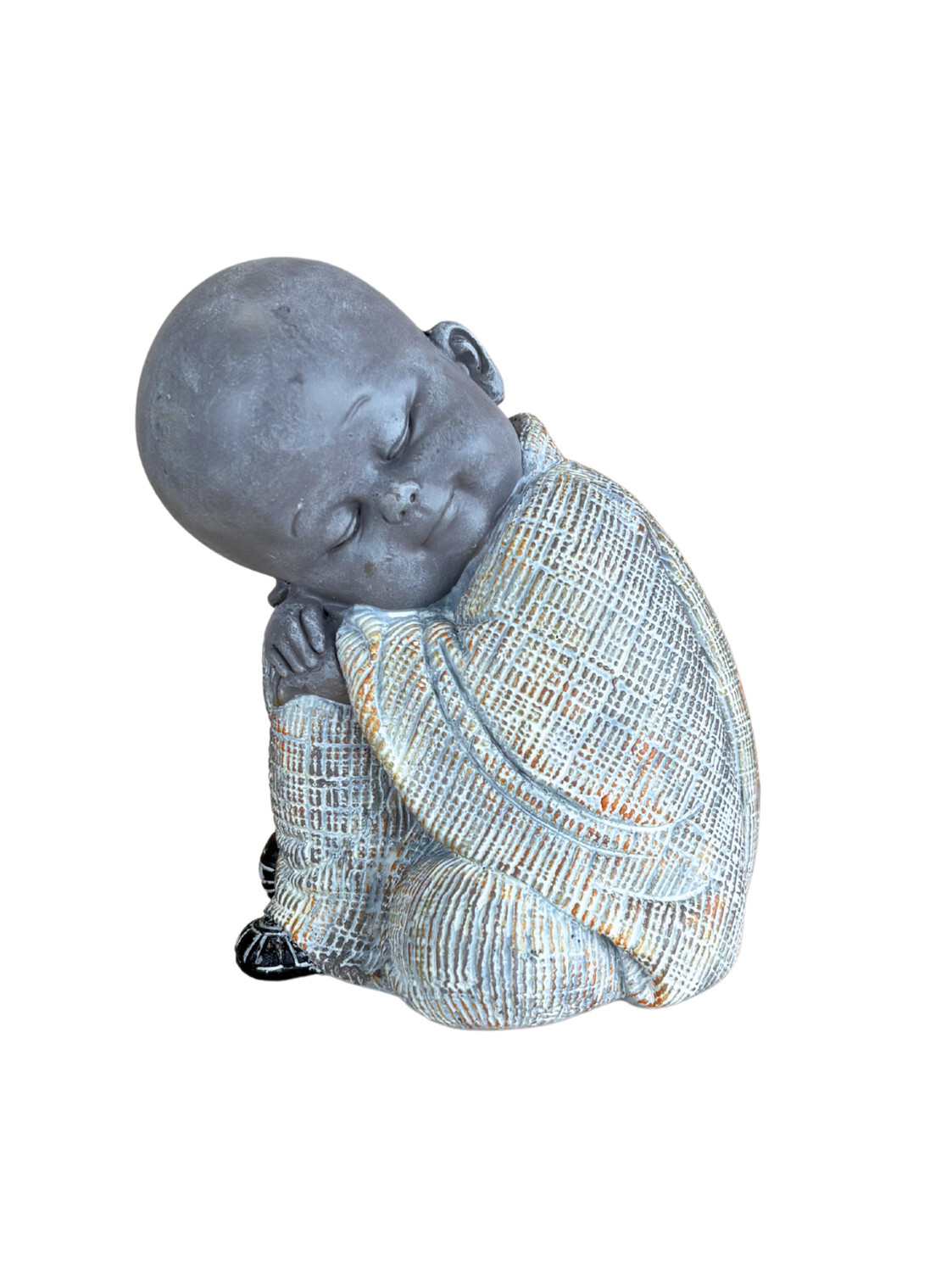 Statuette Moine Dormeur 12 cm - Résine - Gris