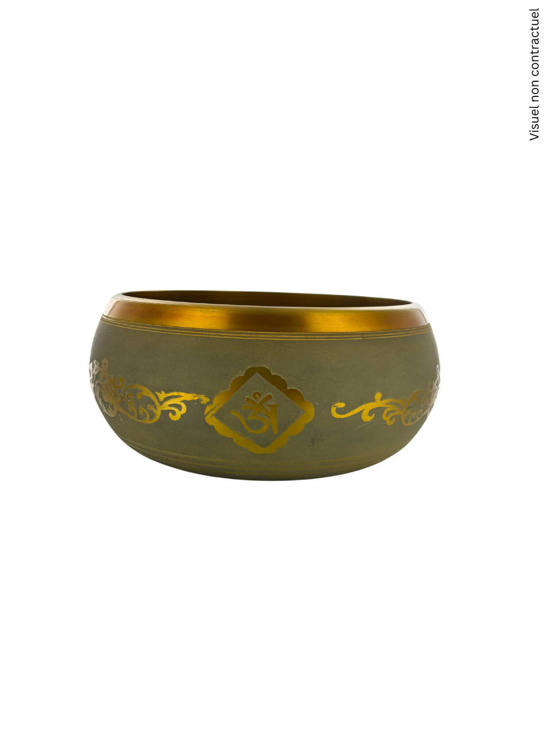 Bol Chantant Tibétain Aluminium Vert Bouddha env 20 cm
