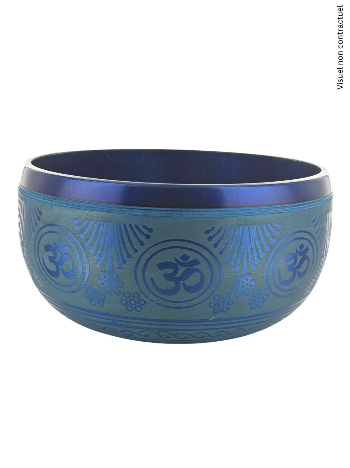 Bol Chantant Tibétain Aluminium Bleu Om env 25 cm