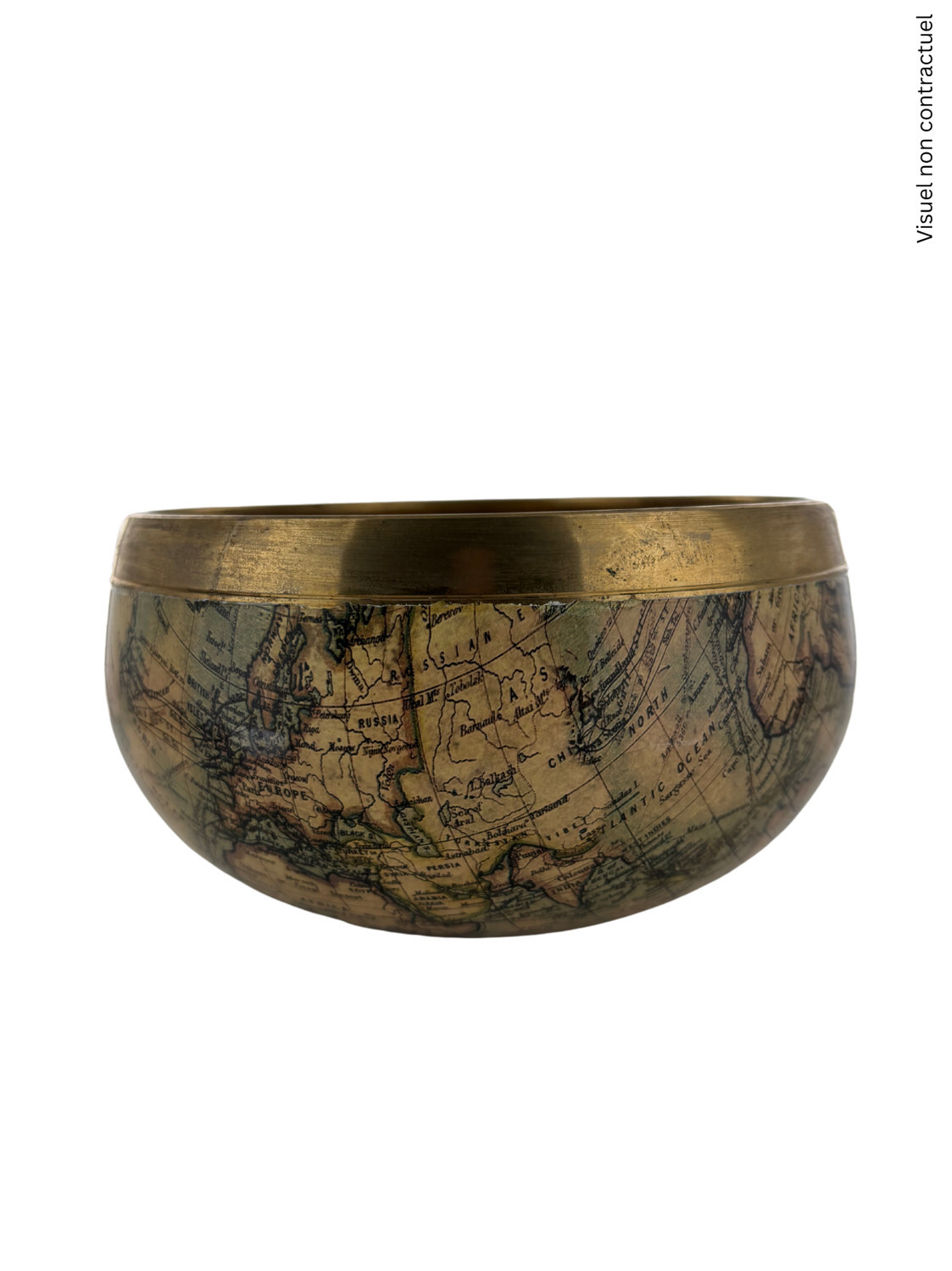 Bol Chantant Tibétain Carte du monde env 14 cm