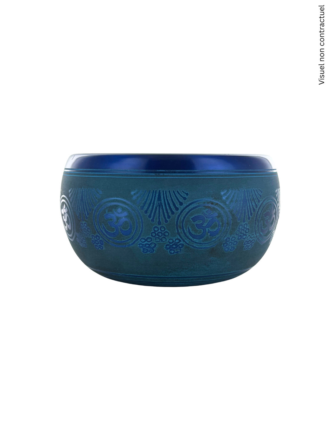 Bol Chantant Tibétain Aluminium Bleu Om env 14 cm
