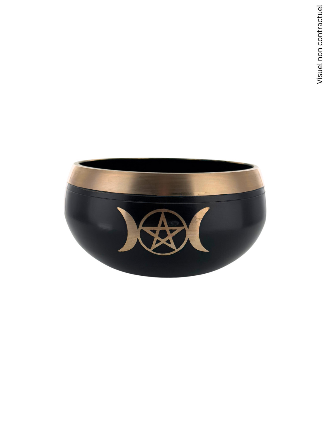 Bol Chantant Tibétain Noir Triple Lune env 11 cm