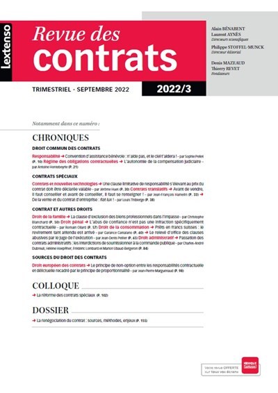 Revue des contrats N°3-2022