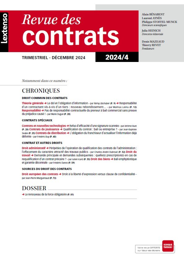 Revue des contrats N°4-2024