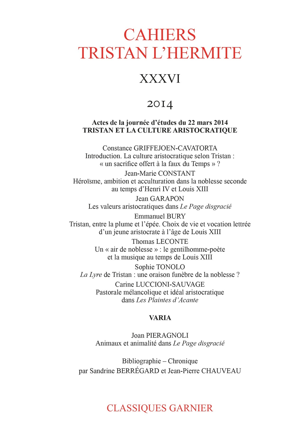 Cahiers Tristan L'Hermite