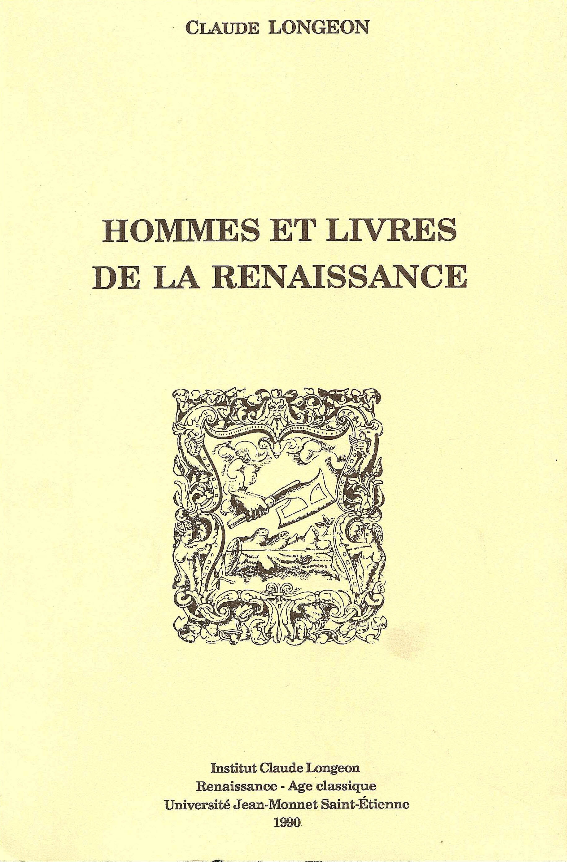 Hommes et livres de la Renaissance