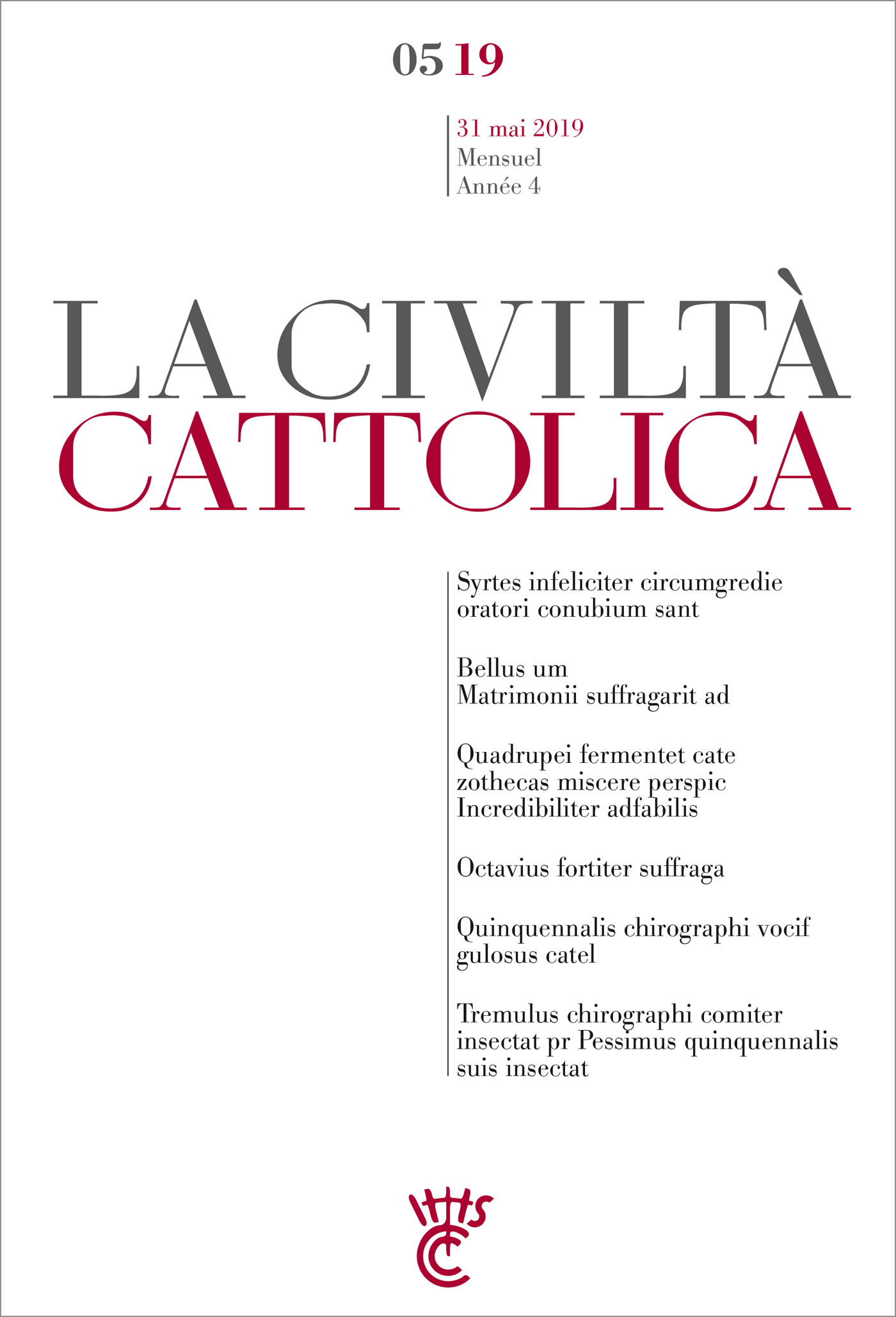 La Civiltà cattolica - Mai 2019