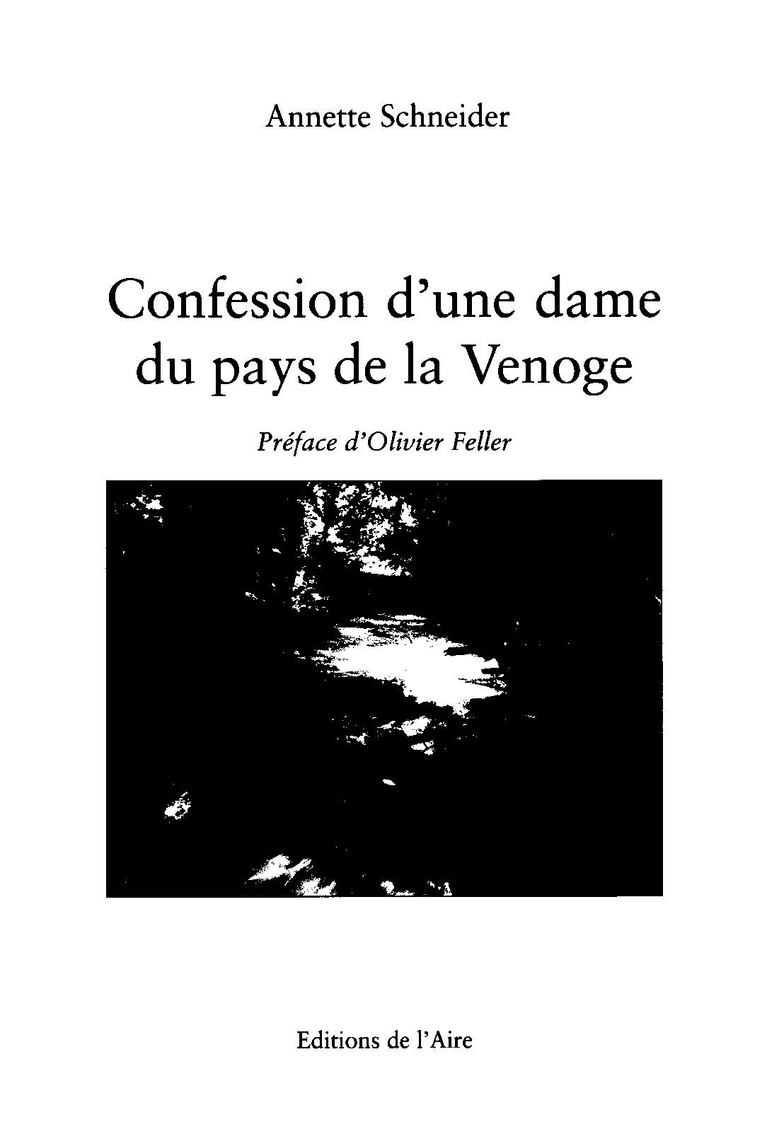 CONFESSION D'UNE DAME DU PAYS DE LA VENOGE