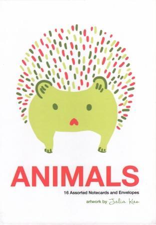 Animals Note Cards Artwork by Julia Kuo: 16 Assorted Notecards and Envelopes /anglais