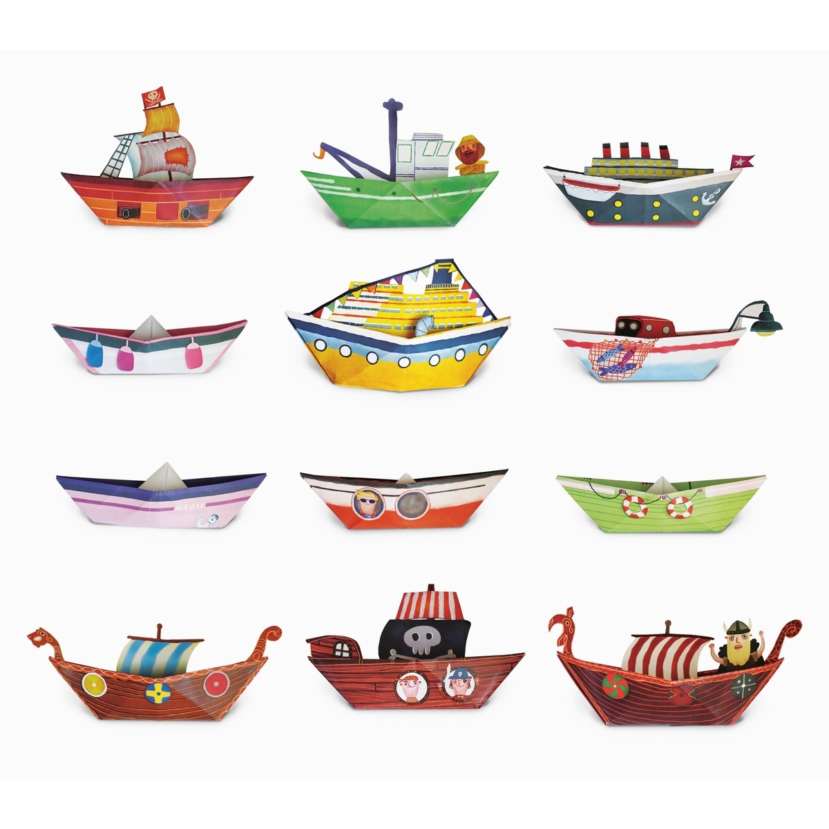 Easy origami bateaux