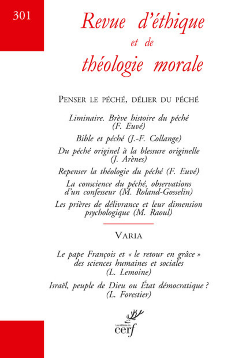 REVUE D'ETHIQUE ET DE THEOLOGIE MORALE - HORS SERIE 2019