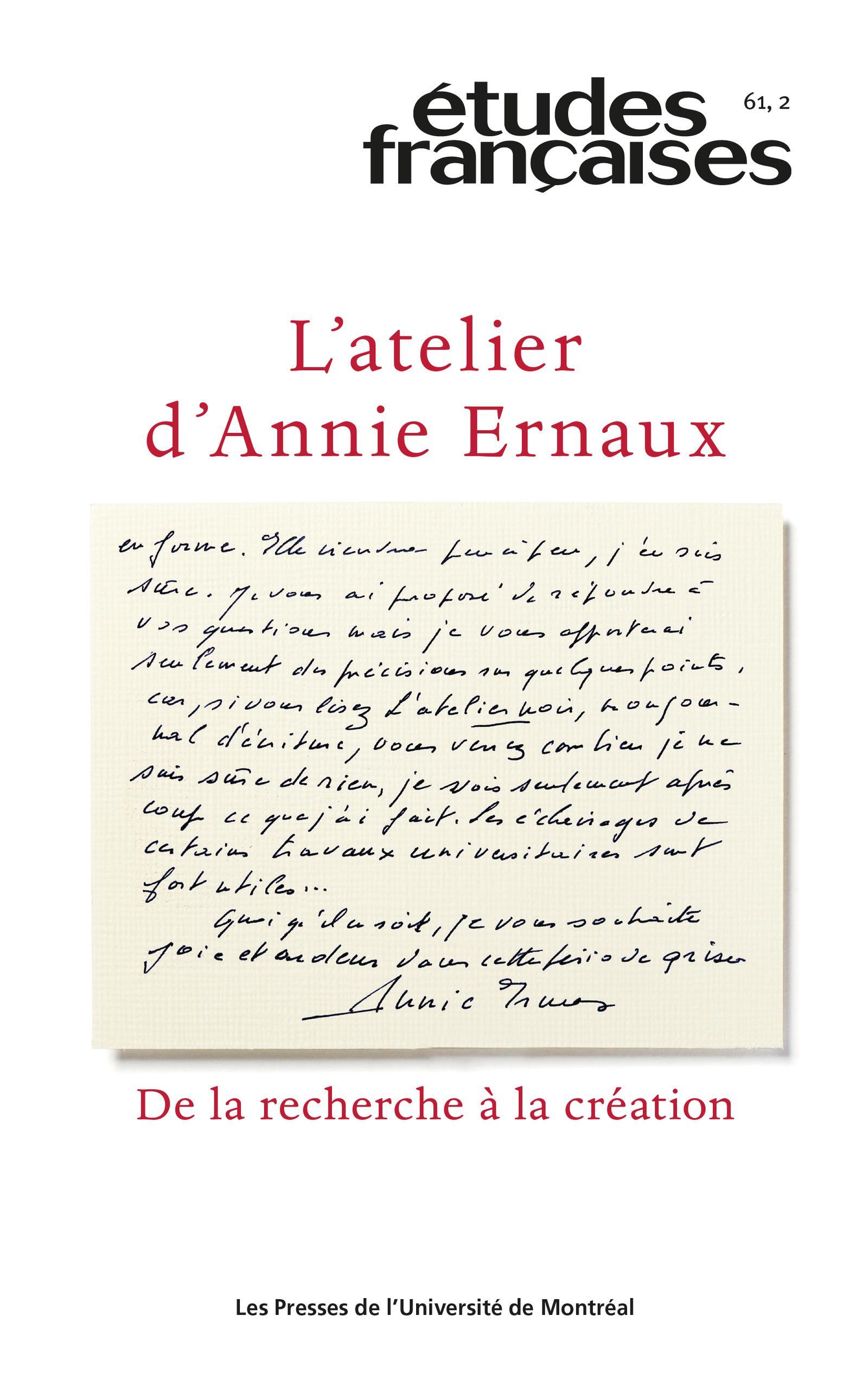 Études françaises, v. 61, no 2