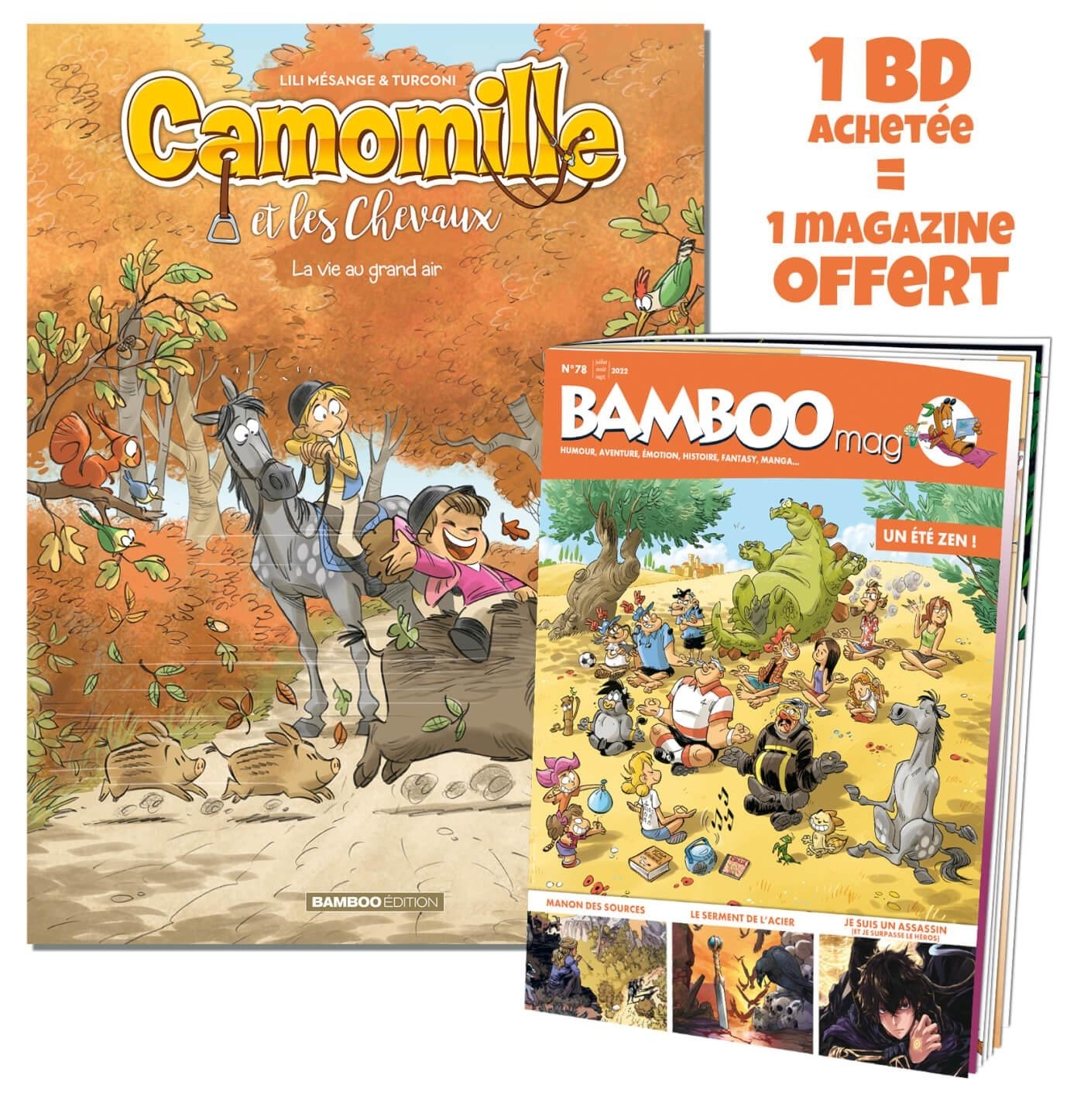 Camomille et les chevaux - tome 08 + Bamboo mag offert