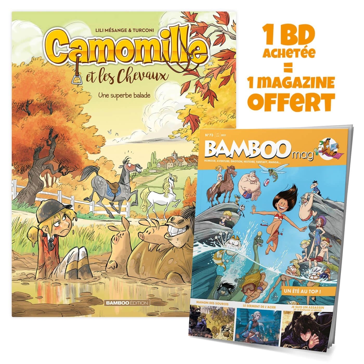Camomille et les chevaux - tome 05 + Bamboo mag offert