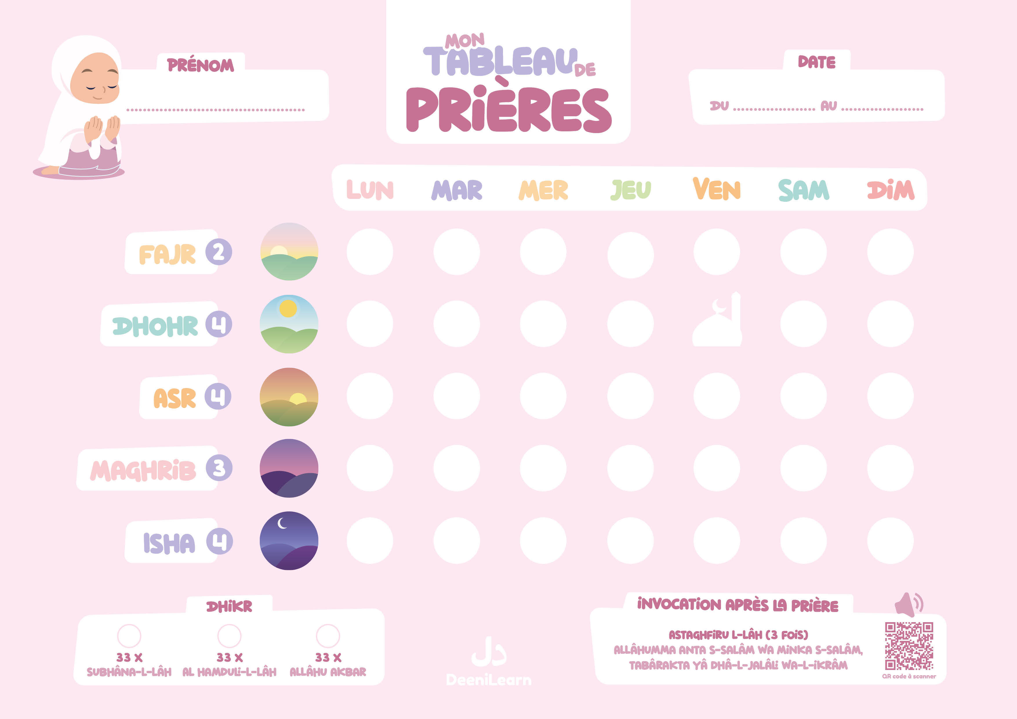 Mont tableau de prières