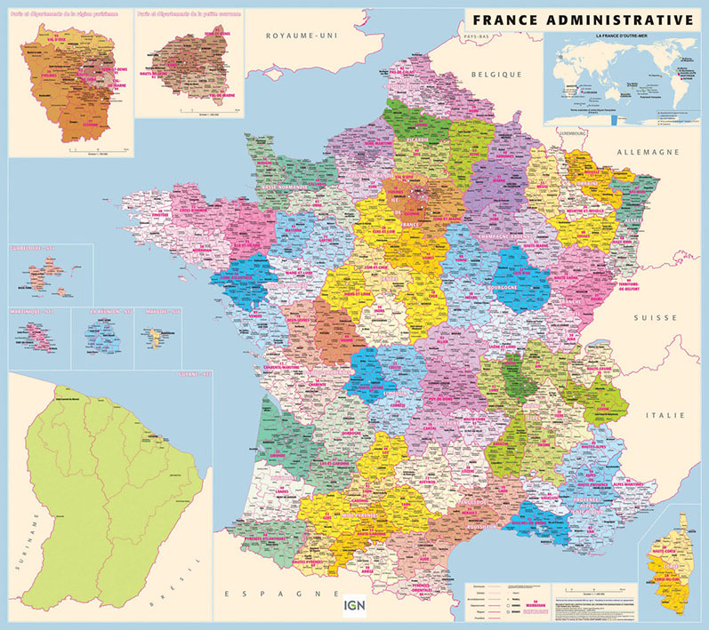 **FRANCE ADMINISTRATIVE80 CM X 90 CM