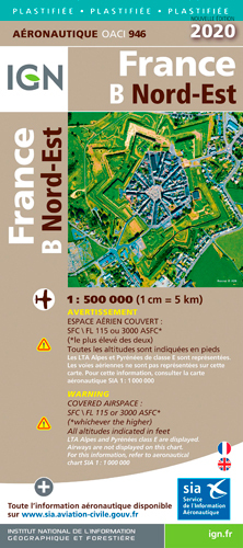 Oaci946 France Nord-Est  Pélliculée 2020 1/500.000