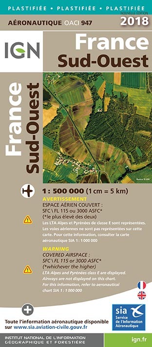 Oaci947 France Sud-Ouest Pelliculée 2018 1/500.000