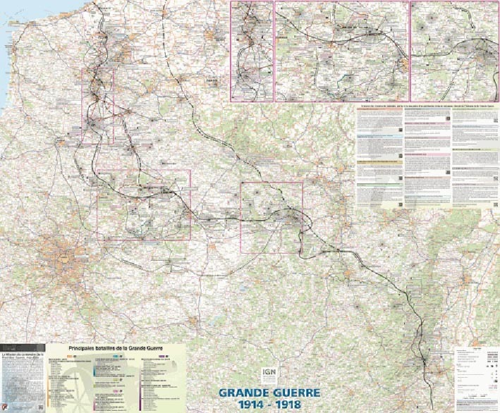 Poster Grande Guerre 1914-1918 Plastifie  1/410.000  100X121 Cm