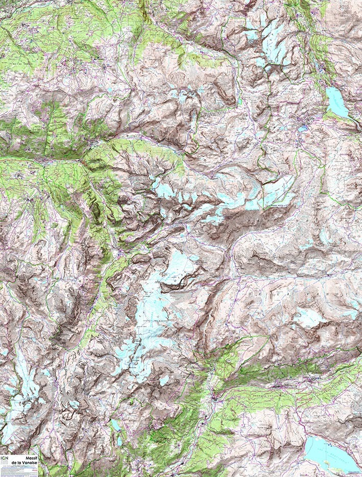 Poster Massif De La Vanoise Plastifie  1/28.000  132X100 Cm