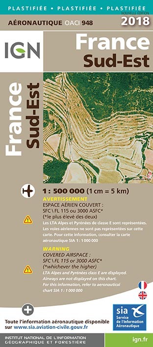 Oaci948 France Sud-Est Pelliculée 2018 1/500.000