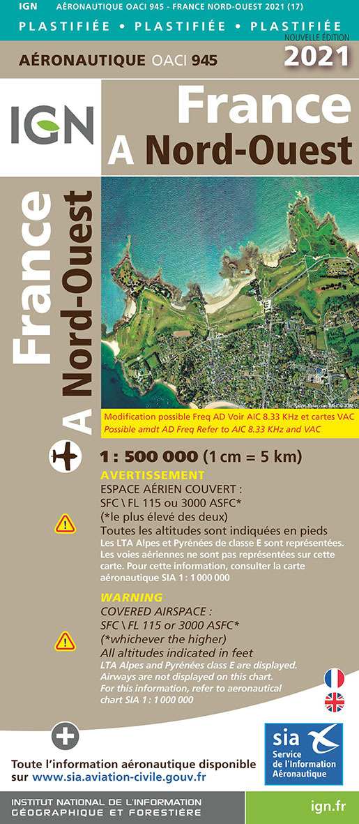 Oaci945 France Nord-Ouest Pelliculée 2021 1/500.00