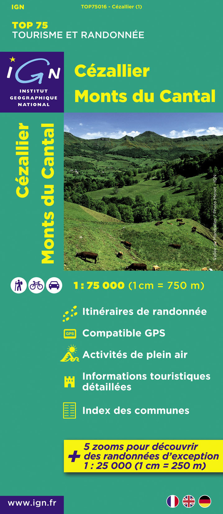 Aed Top75016 Cezallier/Monts Du Cantal  1/75.000
