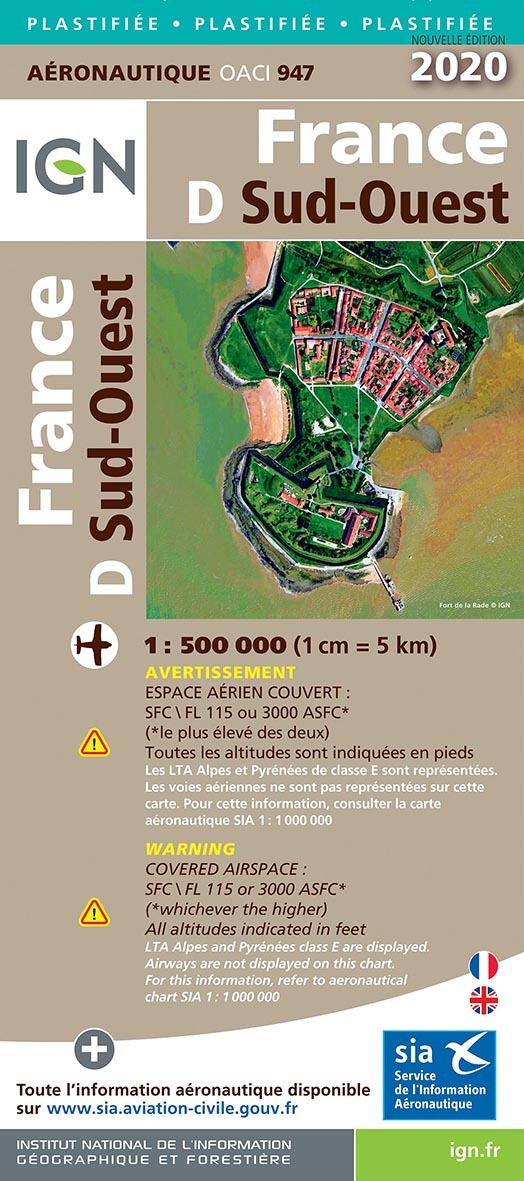 Oaci947 France Sud-Ouest Pélliculée 2020 1/500.000