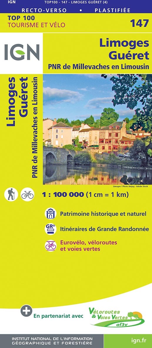 Top100147 Limoges / Gueret  1/100.000