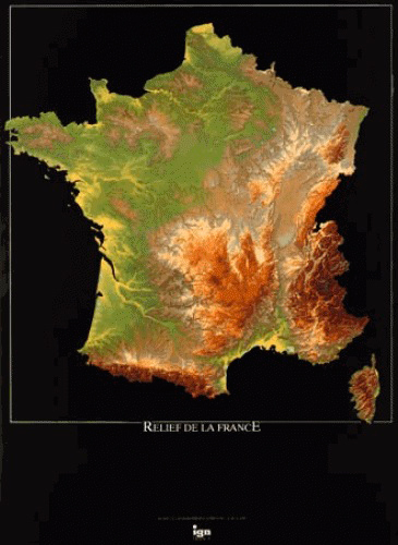 **RELIEF DE LA FRANCE 60 CM X 80 CM