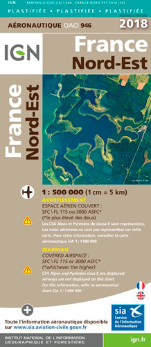 Oaci946 France Nord-Est Pelliculée 2018 1/500.000