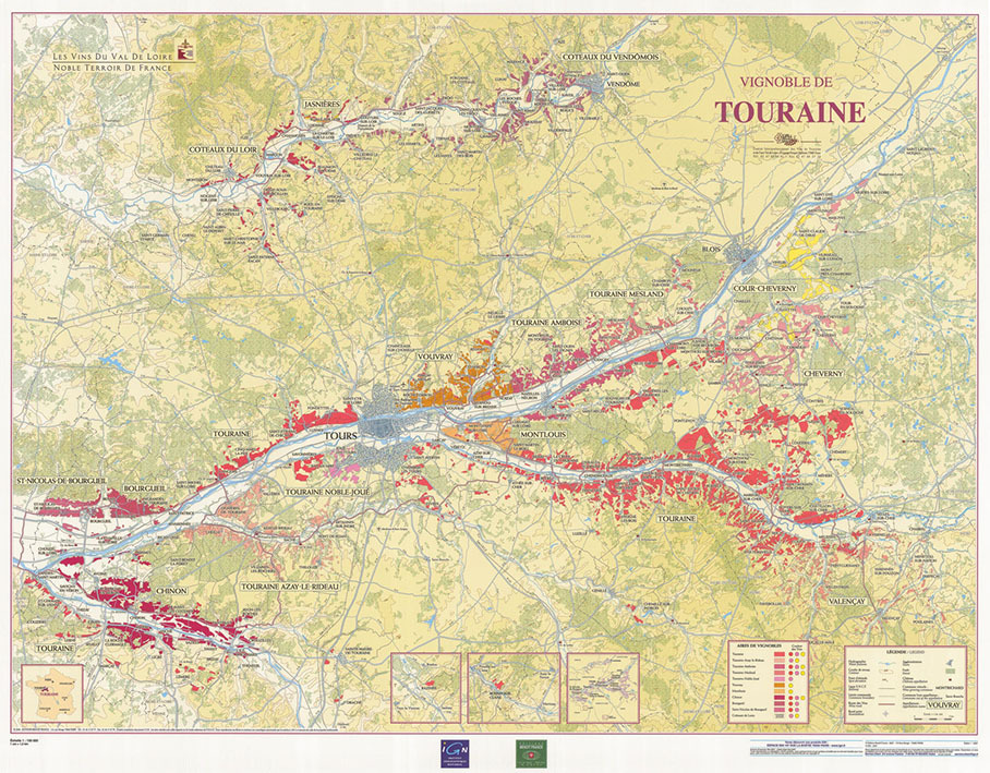 Vins De Touraine Plastifie  1/150.000  70X92 Cm