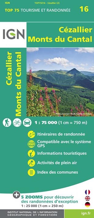 Top75016 Cezallier/Monts Du Cantal  1/75.000