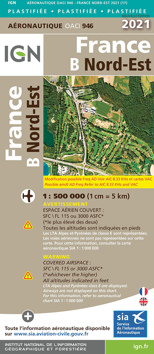 Oaci946 France Nord-Est  Pélliculée 2021 1/500.000
