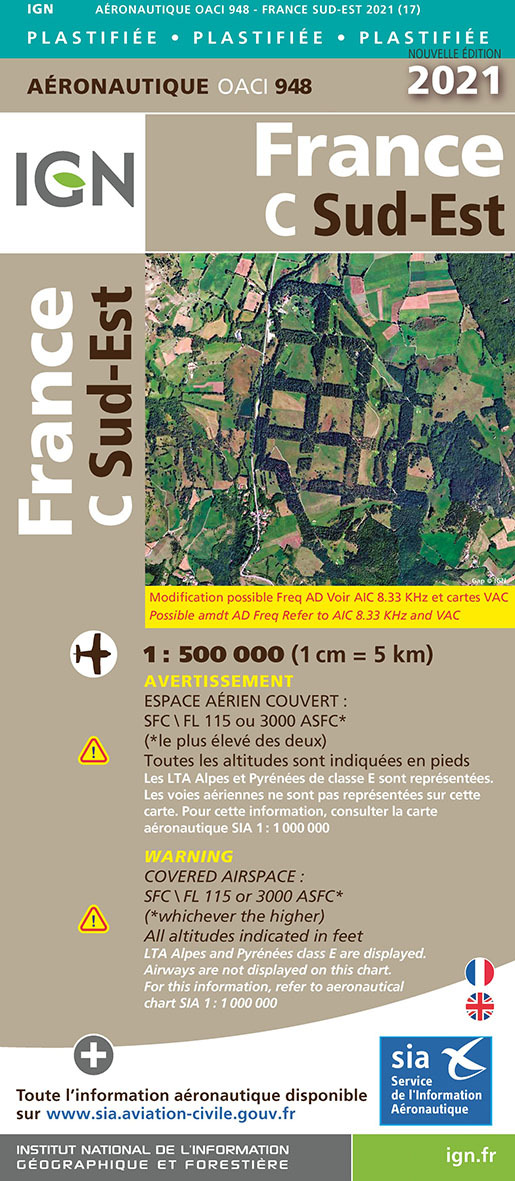 Oaci948 France Sud-Est Pélliculée 2021 1/500.000
